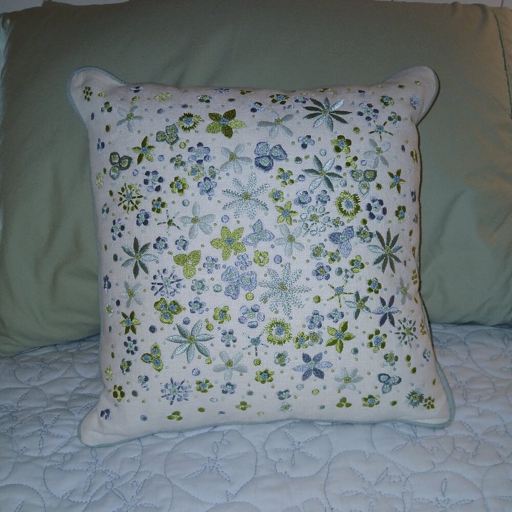 Pier 1 Beaded & Embroidered Floral Accent Pillow - 14 inches - Picture 6 of 10